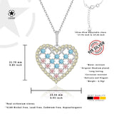 Zirkonstein Herzkette Für Damen 925er Silber mit Anhänger - Silber/Gelb-Blau-Rosa