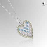 Zirkonstein Herzkette Für Damen 925er Silber mit Anhänger - Silber/Gelb-Blau-Rosa