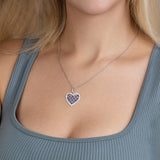 Zirkonstein Herzkette Für Damen 925er Silber mit Anhänger - Silber/Dunkelblau