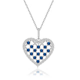 Zirkonstein Herzkette Für Damen 925er Silber mit Anhänger - Silber/Dunkelblau