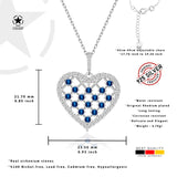 Zirkonstein Herzkette Für Damen 925er Silber mit Anhänger - Silber/Dunkelblau