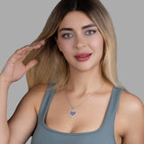Zirkonstein Herzkette Für Damen 925er Silber mit Anhänger - Silber/Dunkelblau