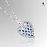 Zirkonstein Herzkette Für Damen 925er Silber mit Anhänger - Silber/Dunkelblau