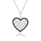 Zirkonstein Herzkette Für Damen 925er Silber mit Anhänger - Silber/Schwarz