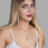 Zirkonstein Herzkette Für Damen 925er Silber mit Anhänger - Silber/Schwarz