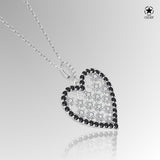 Zirkonstein Herzkette Für Damen 925er Silber mit Anhänger - Silber/Schwarz