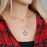 Zirkonstein Herzkette Für Damen 925er Silber mit Anhänger - Silber/Schwarz