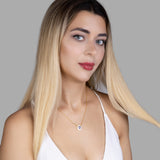 Zirkonstein-Halskette Für Damen 925er Silber mit Anhänger - Violett-Weiß