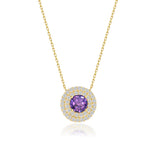 Zirkonstein-Halskette Für Damen 925er Silber mit Anhänger - Violett-Weiß