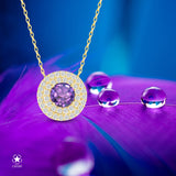 Zirkonstein-Halskette Für Damen 925er Silber mit Anhänger - Violett-Weiß