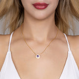 Zirkonstein-Halskette Für Damen 925er Silber mit Anhänger - Violett-Weiß