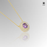 Zirkonstein-Halskette Für Damen 925er Silber mit Anhänger - Violett-Weiß