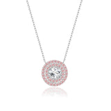 Zirkonstein-Halskette Für Damen 925er Silber mit Anhänger - Weiß-Rosa