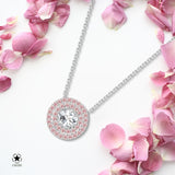 Zirkonstein-Halskette Für Damen 925er Silber mit Anhänger - Weiß-Rosa