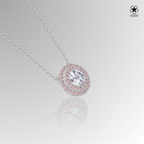 Zirkonstein-Halskette Für Damen 925er Silber mit Anhänger - Weiß-Rosa
