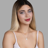 Zirkonstein-Halskette Für Damen 925er Silber mit Anhänger - Weiß-Gelbgrün