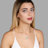 Zirkonstein-Halskette Für Damen 925er Silber mit Anhänger - Weiß-Grün