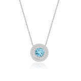 Zirkonstein-Halskette Für Damen 925er Silber mit Anhänger - Blau-Weiß