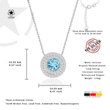 Zirkonstein-Halskette Für Damen 925er Silber mit Anhänger - Blau-Weiß