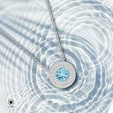 Zirkonstein-Halskette Für Damen 925er Silber mit Anhänger - Blau-Weiß