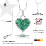 Zirkonstein Herzanhänger Für Damen 925er Silber mit Anhänger - Grün