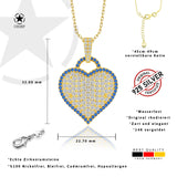 Zirkonstein Herzanhänger Für Damen 925er Silber mit Anhänger - Gelb-Weiß-Dunkelblau-