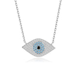 Zirkonsteine Augen Halskette Für Damen 925er Silber mit Anhänger - Blau