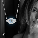 Zirkonsteine Augen Halskette Für Damen 925er Silber mit Anhänger - Blau