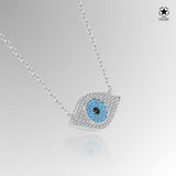 Zirkonsteine Augen Halskette Für Damen 925er Silber mit Anhänger - Blau