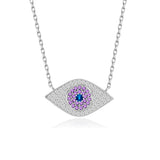 Zirkonsteine Augen Halskette Für Damen 925er Silber mit Anhänger - Violett