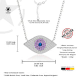 Zirkonsteine Augen Halskette Für Damen 925er Silber mit Anhänger - Violett