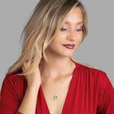 Schutz-und Glückskette Zirkonia Für Damen 925er Silber mit Anhänger - Dunkelblau