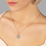 Blume des Lebens Halskette Für Damen 925er Silber mit Anhänger - Grün-Weiß