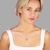 Blume des Lebens Halskette Für Damen 925er Silber mit Anhänger - Grün-Rosegold