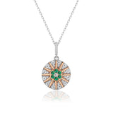Blume des Lebens Halskette Für Damen 925er Silber mit Anhänger - Grün-Rosegold