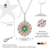 Blume des Lebens Halskette Für Damen 925er Silber mit Anhänger - Grün-Rosegold