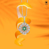 Blume des Lebens Halskette Für Damen 925er Silber mit Anhänger - Grün-Rosegold