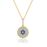 Blume des Lebens Halskette Für Damen 925er Silber mit Anhänger - Dunkelblau-Gold