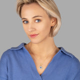 Blume des Lebens Halskette Für Damen 925er Silber mit Anhänger - Dunkelblau-Gold