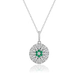 Blume des Lebens Halskette Für Damen 925er Silber mit Anhänger - Grün
