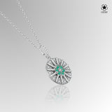 Blume des Lebens Halskette Für Damen 925er Silber mit Anhänger - Grün