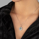 Blume des Lebens Halskette Für Damen 925er Silber mit Anhänger - Grün