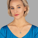 Blume des Lebens Halskette Für Damen 925er Silber mit Anhänger - Dunkelblau-Weiß