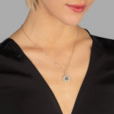 Blume des Lebens Halskette Für Damen 925er Silber mit Anhänger - Dunkelblau-Weiß