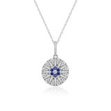 Blume des Lebens Halskette Für Damen 925er Silber mit Anhänger - Dunkelblau