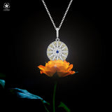 Blume des Lebens Halskette Für Damen 925er Silber mit Anhänger - Gelbgrün