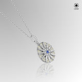 Blume des Lebens Halskette Für Damen 925er Silber mit Anhänger - Gelbgrün