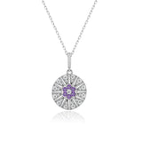 Blume des Lebens Halskette Für Damen 925er Silber mit Anhänger - Violett
