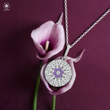 Blume des Lebens Halskette Für Damen 925er Silber mit Anhänger - Violett