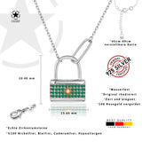 Nordstern-Schlosskette Für Damen 925er Silber mit Anhänger - Grün-Silber